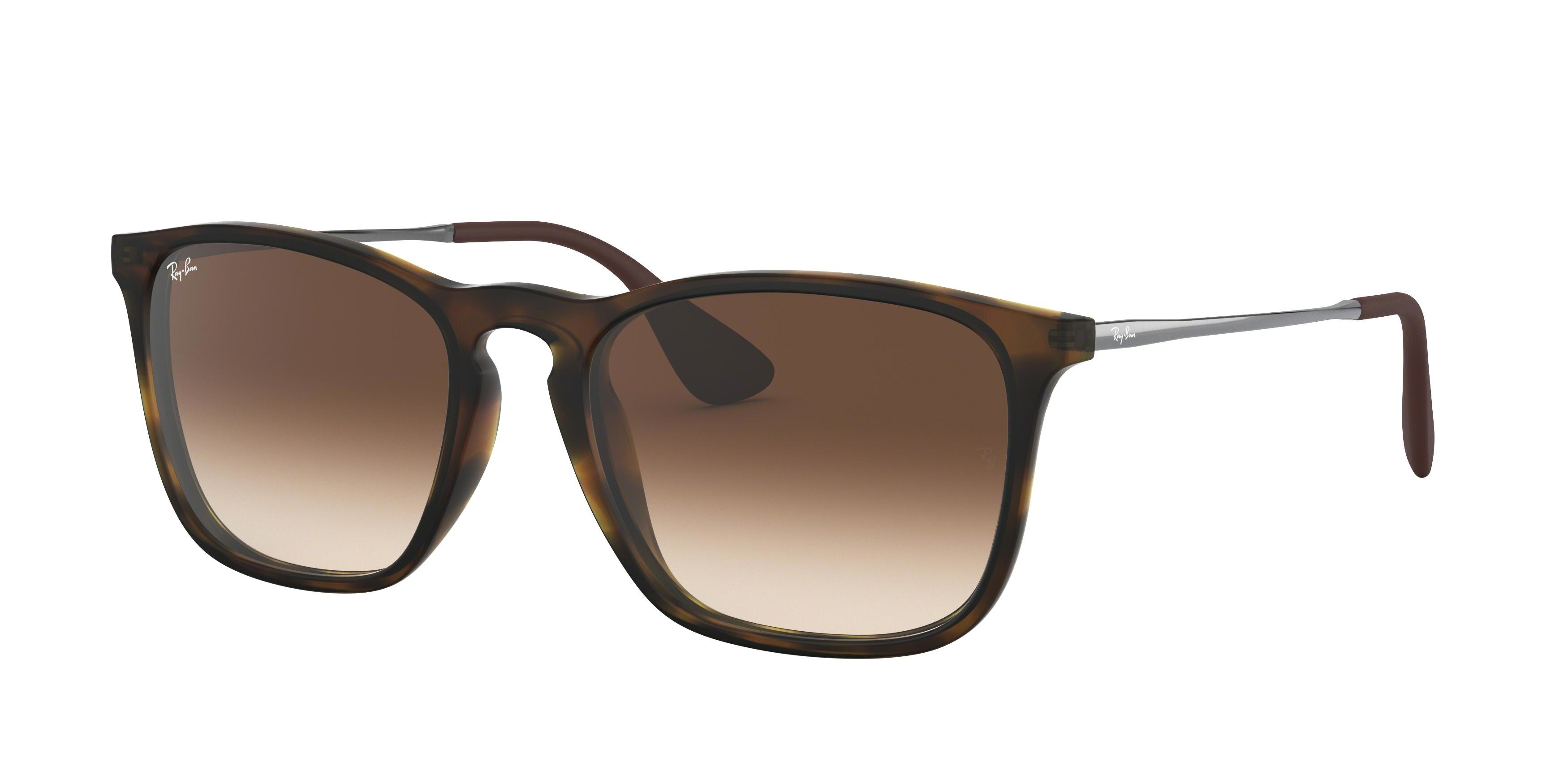Ray - Ban Herren RB4187 Chris 856/13 Sonnenbrillen Injiziert SchildkröTe Braun Quadratisch Normal Schattiert-image